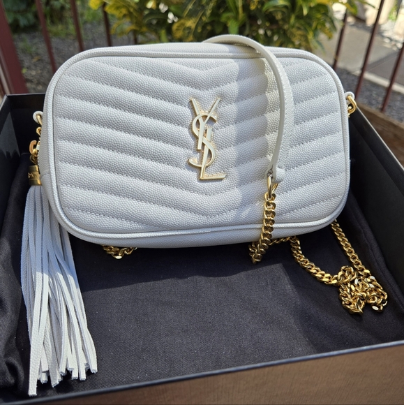 SAINT LAURENT YSL Mini Lou Matelassé Camera Bag Crema Soft, Grainy Leather - Picture 2 of 16